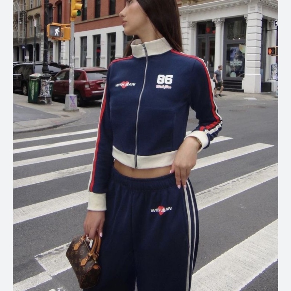 With Jean MVP Zip Through Athletic Retro Style Jacket Small